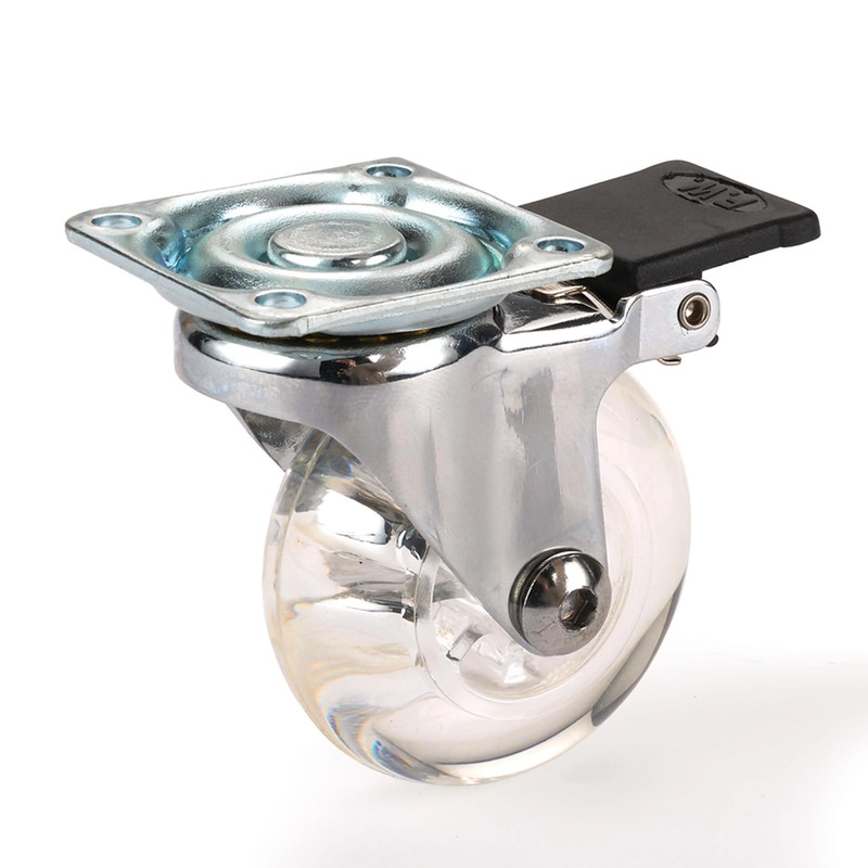 2" Skate Wheel Caster Locking with Rounded Translucent Wheel